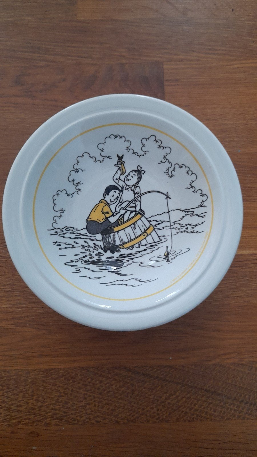 Suske en Wiske kom, vissen vanaf de ton, Ophalen of Verzenden, Suske en Wiske, Gebruikt, Gebruiksvoorwerp
