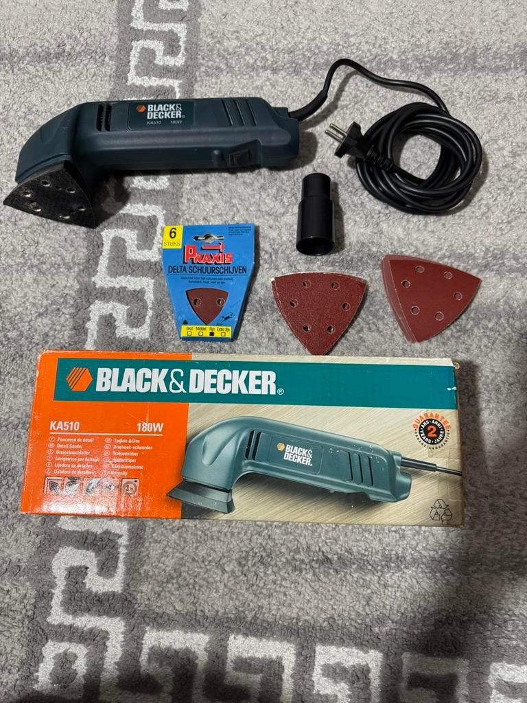 Black & Dekker KA510 schuurmachine 180W + schuurschijven, Ophalen of Verzenden, Zo goed als nieuw, Minder dan 600 watt, Vlakschuurmachine