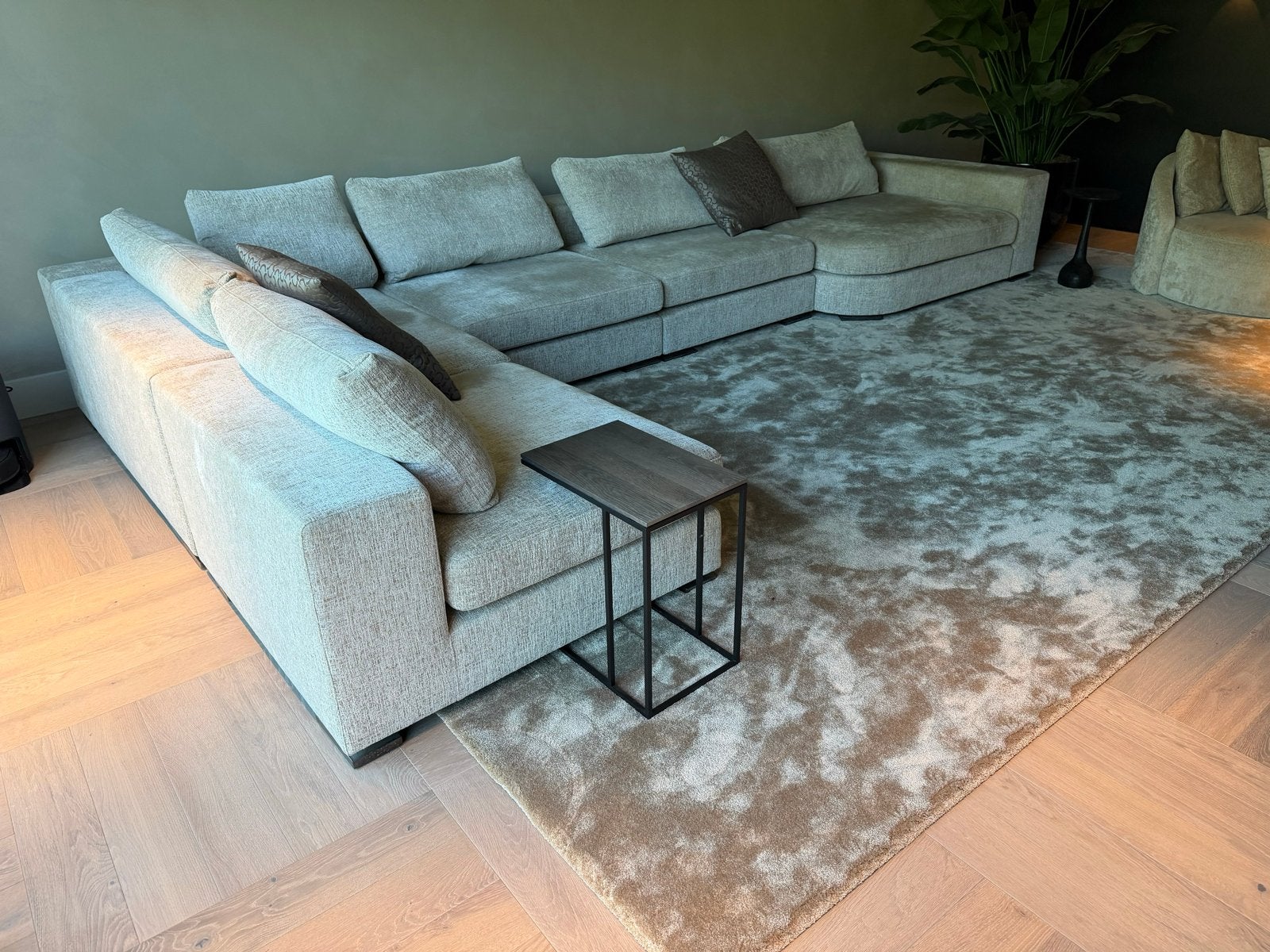 Macazz Valencia hoekbank - Beige, zo goed als nieuw, 125 tot 150 cm, Hoekbank, 300 cm of meer, Ophalen of Verzenden