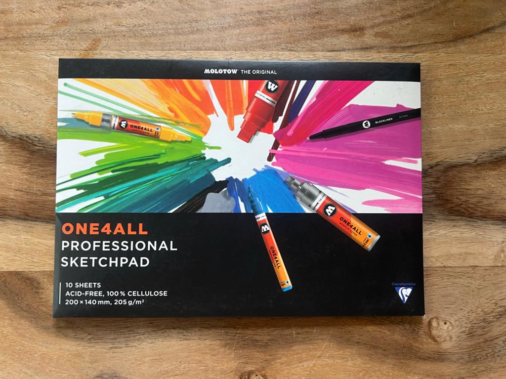 Molotow ONE4ALL Professional Sketchpad - 10 sheets - Nieuw, Hobby en Vrije tijd, Tekenen, Ophalen of Verzenden, Nieuw, Papier, Schets- of Tekenboek