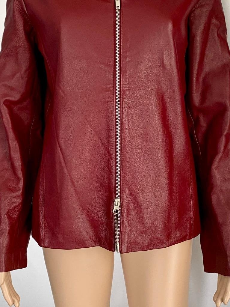 H839 Echt-leren jasje maat 38=M jack blazer colbert d-rood, Maat 38/40 (M), Ophalen of Verzenden, Zo goed als nieuw, Rood