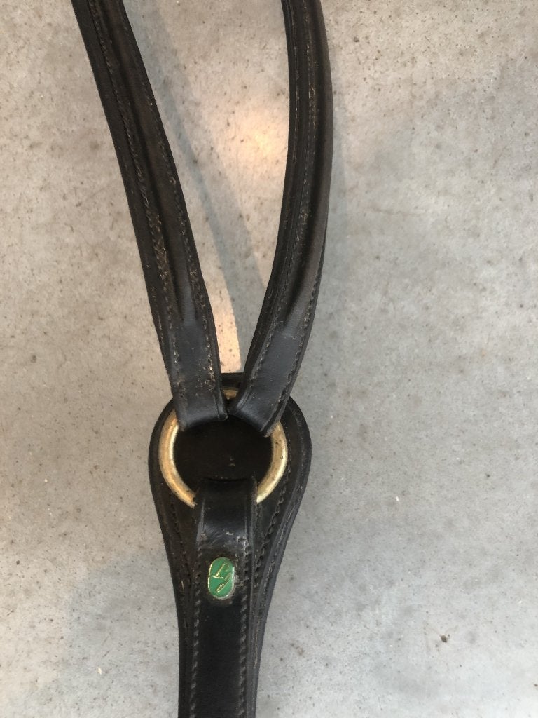 3-punts voortuig/borsttuig LJ Leathers zwart met messing, Dieren en Toebehoren, Gebruikt, Springen, Ophalen of Verzenden, Zwart
