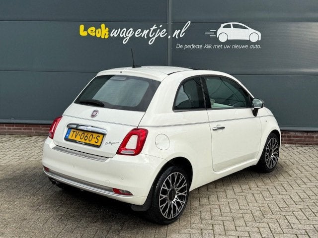 Fiat 500 0.9 Turbo Collezione Automaat *carplay *climate *NL, Auto's, Panoramadak, Gebruikt, Leder en Stof, Wit