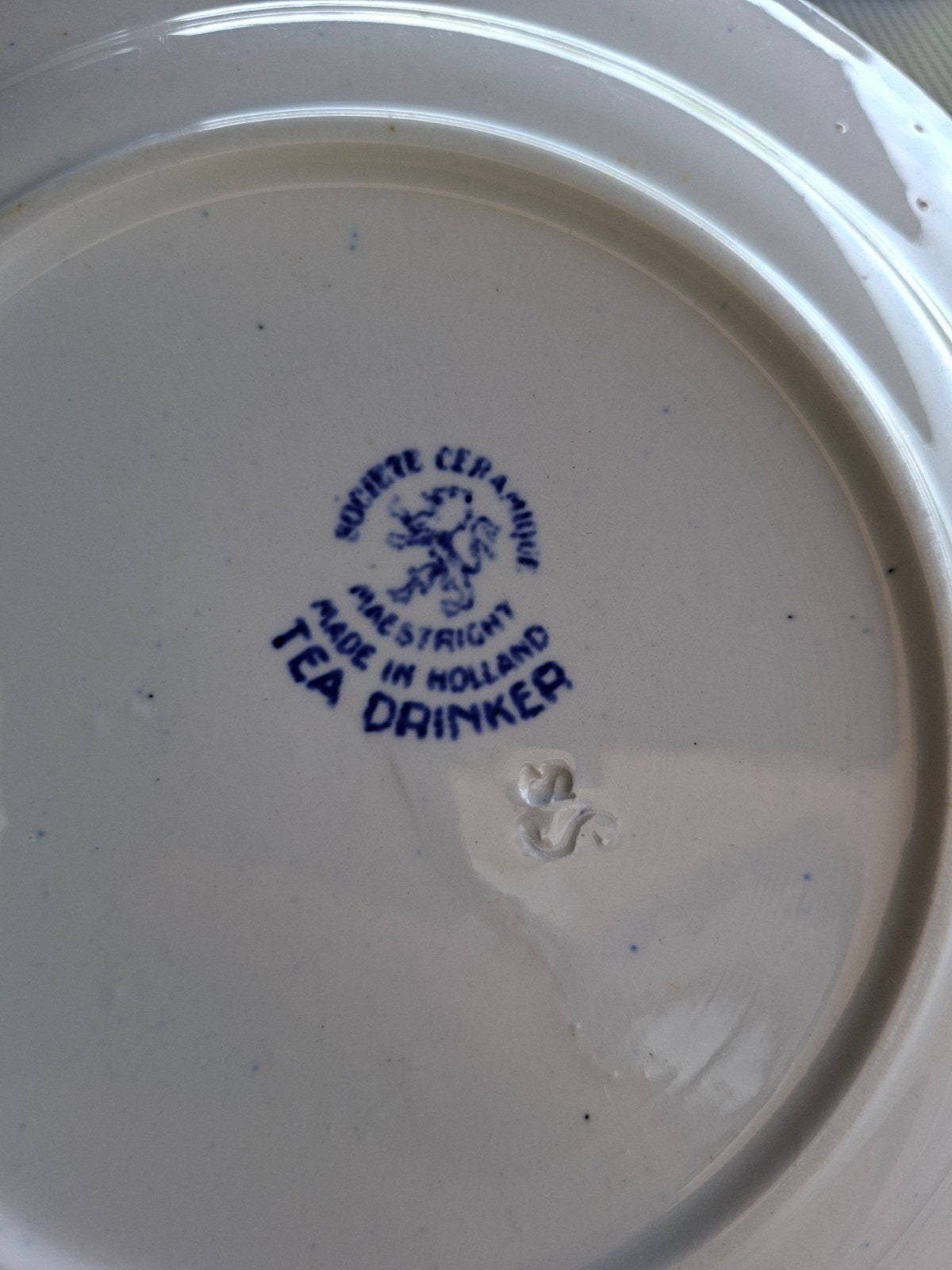 Vintage Maastricht Tea Drinker Serviesgoed - Blauw Wit Bord, Antiek en Kunst, Antiek | Servies los, Ophalen of Verzenden