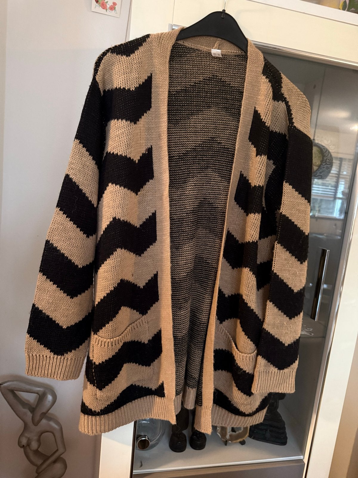 Zwart/beige gestreept vest - Maat 48, Kleding | Dames, Ophalen of Verzenden, Zo goed als nieuw, Maat 46/48 (XL) of groter, Zwart
