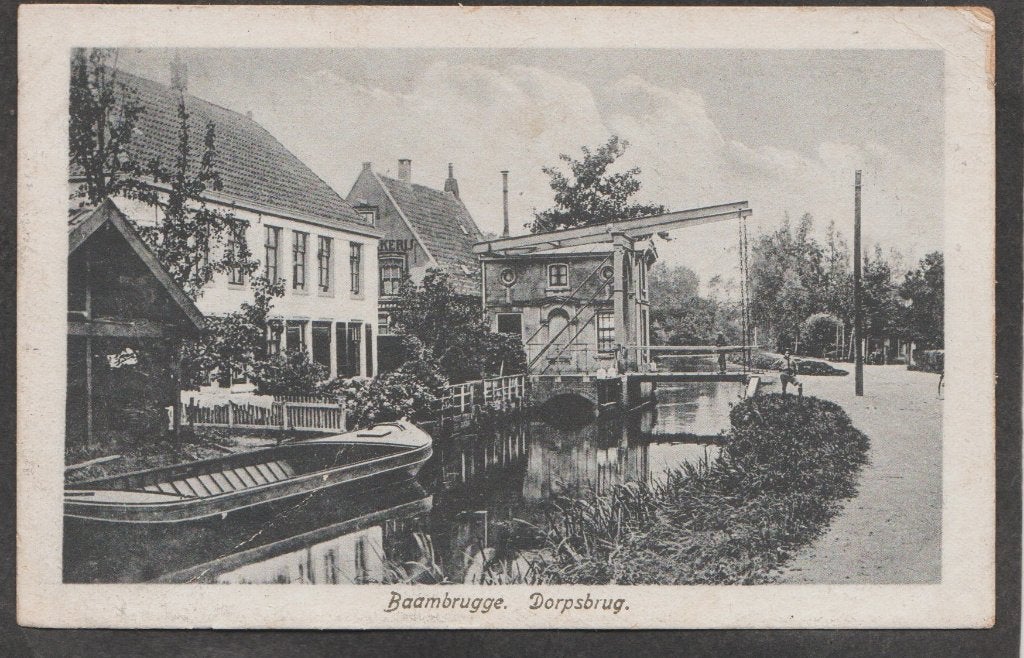 baambrugge dorpsbrug  met schip, Verzamelen, Verzenden, 1920 tot 1940, Gelopen, Utrecht