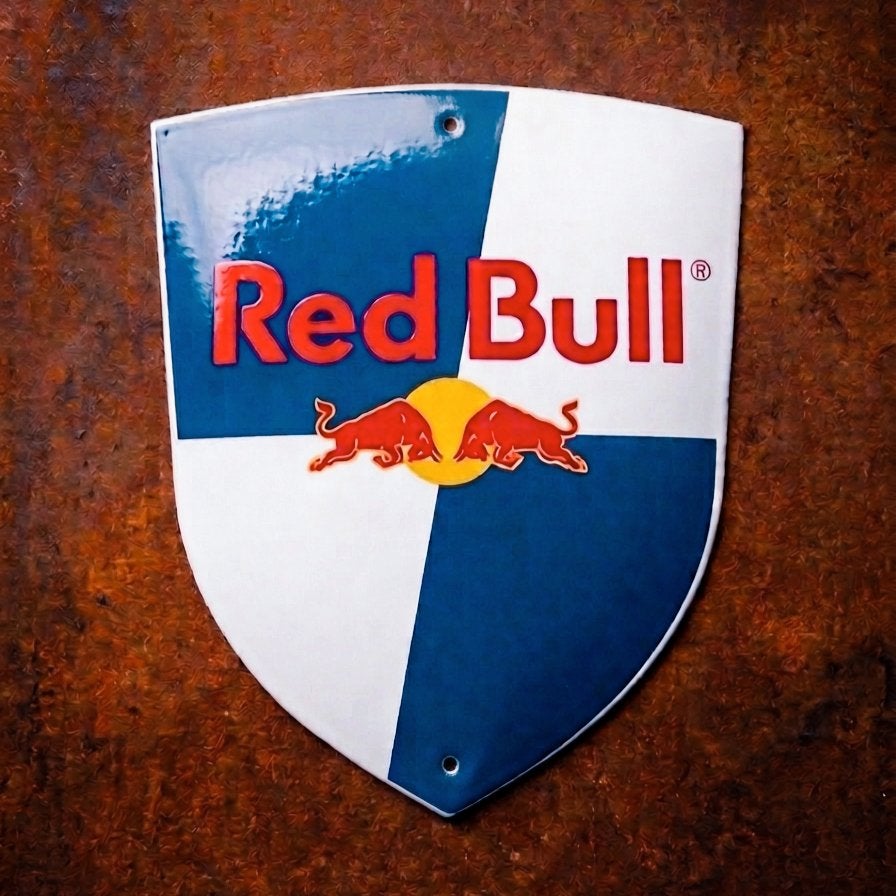 Emaille Schild RED BULL Racing Reclamebord Energy Drink Logo, Verzamelen, Verzenden, Gebruikt, Reclamebord