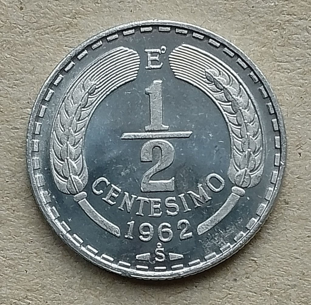 Chili, 1/2 centesimo 1962, Ophalen of Verzenden, Zuid-Amerika, Losse munt