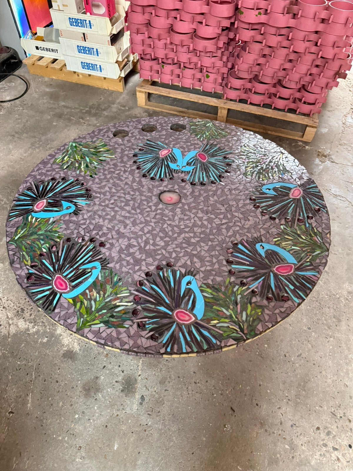 Bijzondere mosaic tafel met Agaten jr 70 design NURIGARAGE, Antiek en Kunst, Kunst | Designobjecten, Ophalen