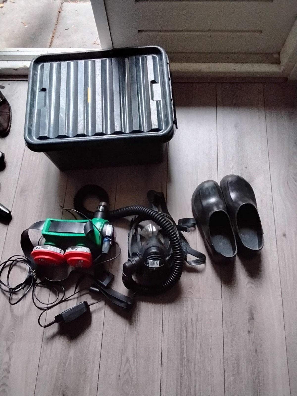 Compleete set motor aangedreven Volgelaatsmasker met filter, Ophalen, Gebruikt, Volgelaatsmaskers