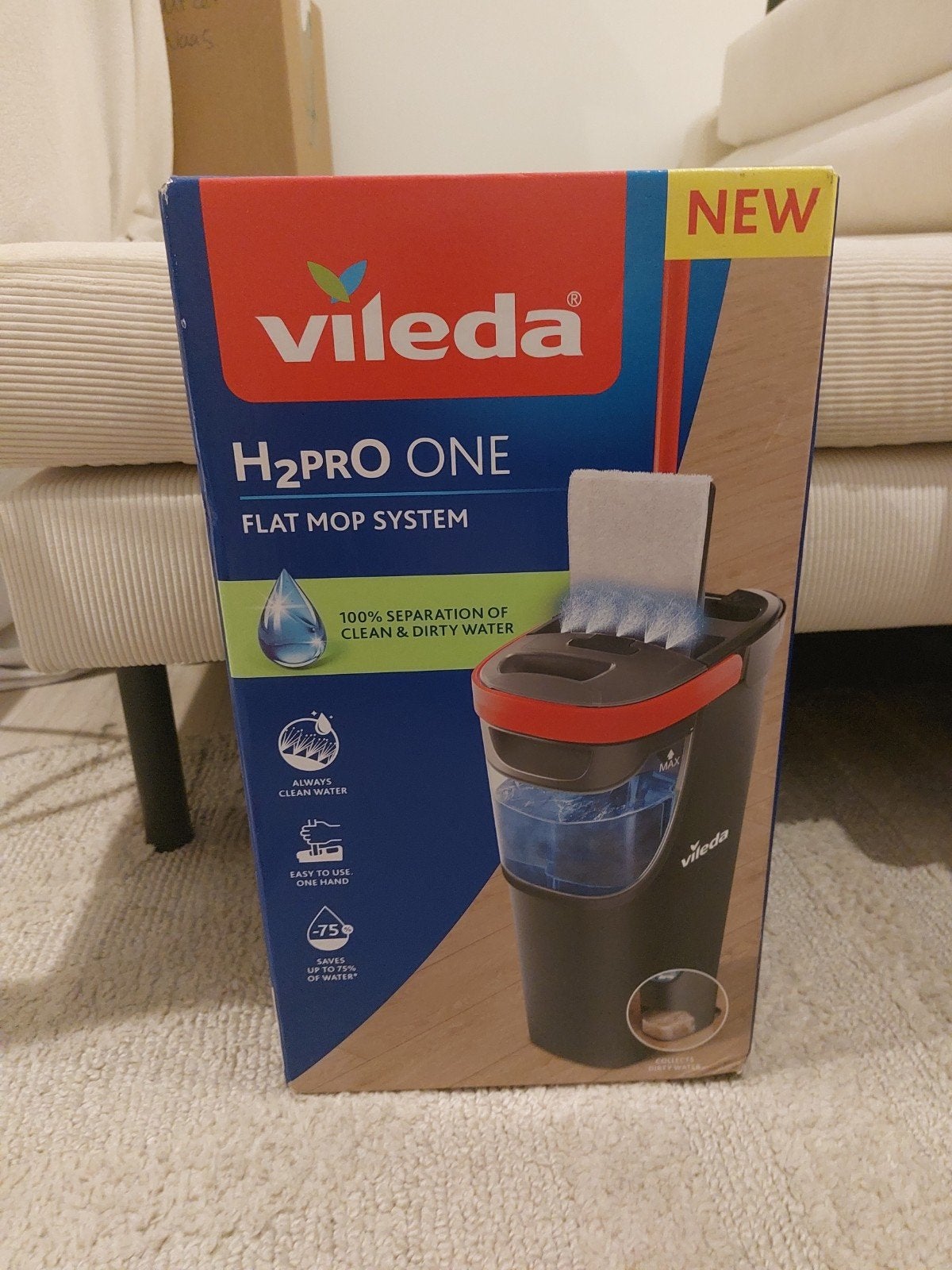 Vileda H2O Pro One Vlakmop Systeem - Nieuw in doos, Ophalen, Mop of Dweil
