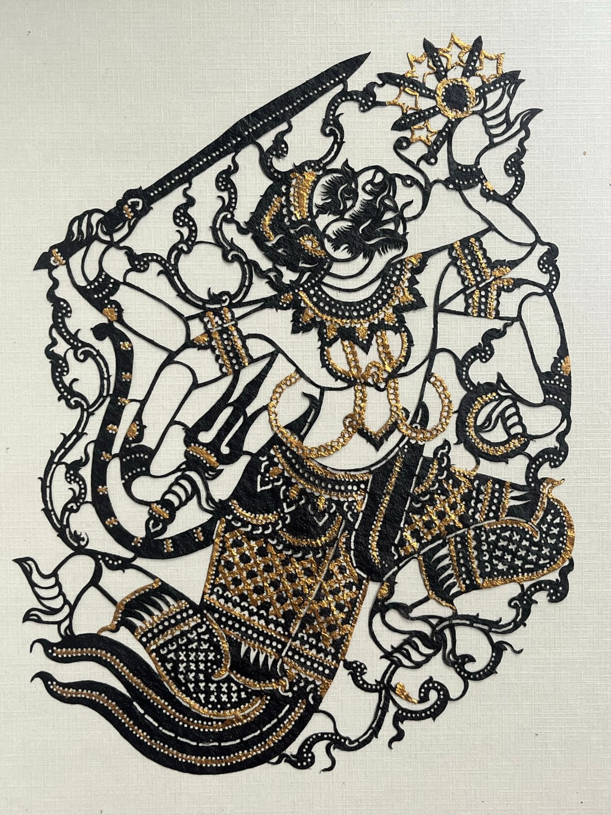 Ingelijste Thaise lederen schaduwpop kunst, Ophalen of Verzenden