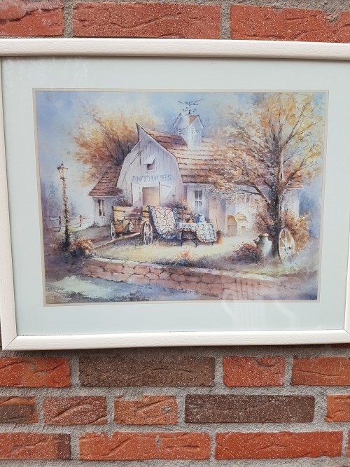 Schilderij / prent van Antiques boerderij in witte lijst, Ophalen of Verzenden, 'T Olde Gre-j, Info@toldegrej.nl, Endepoelstraat 20f Didam