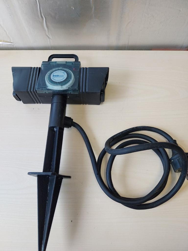 Promax Dubbel Tuinstopcontact met Tijdschakelaar IP44, Ophalen, Kunststof, Overige typen, Nieuw