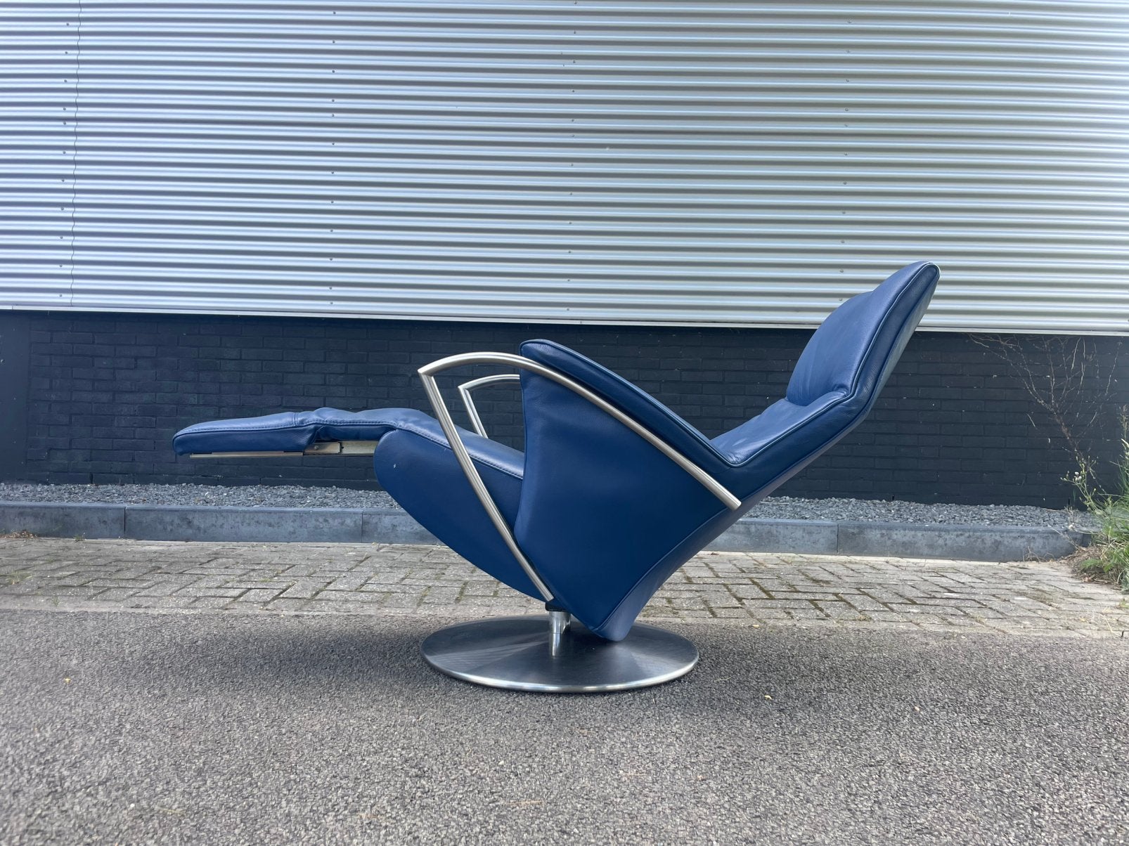 De toekomst twice blauwe leren relax fauteuil / relaxstoel, Ophalen, Minder dan 75 cm, 50 tot 75 cm, A