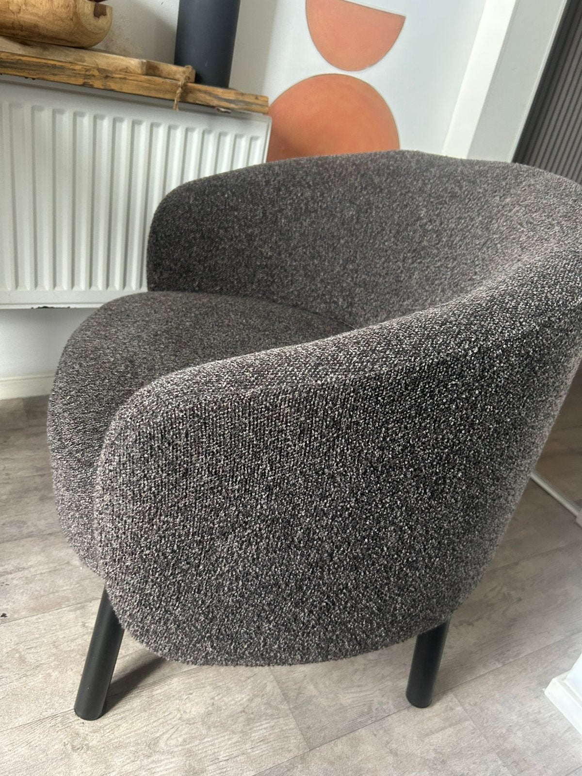 Bouclé fauteuil, Huis en Inrichting, Ophalen, Zo goed als nieuw, Stof, 50 tot 75 cm
