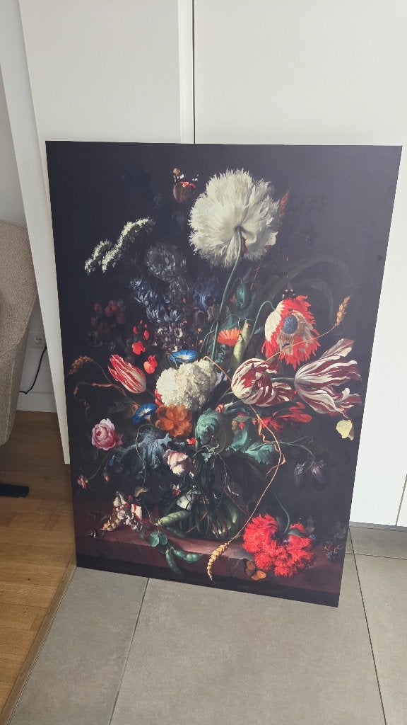 Mooi groot schilderij van bloemstuk, Ophalen, Zo goed als nieuw, Schilderij, 75 – 100