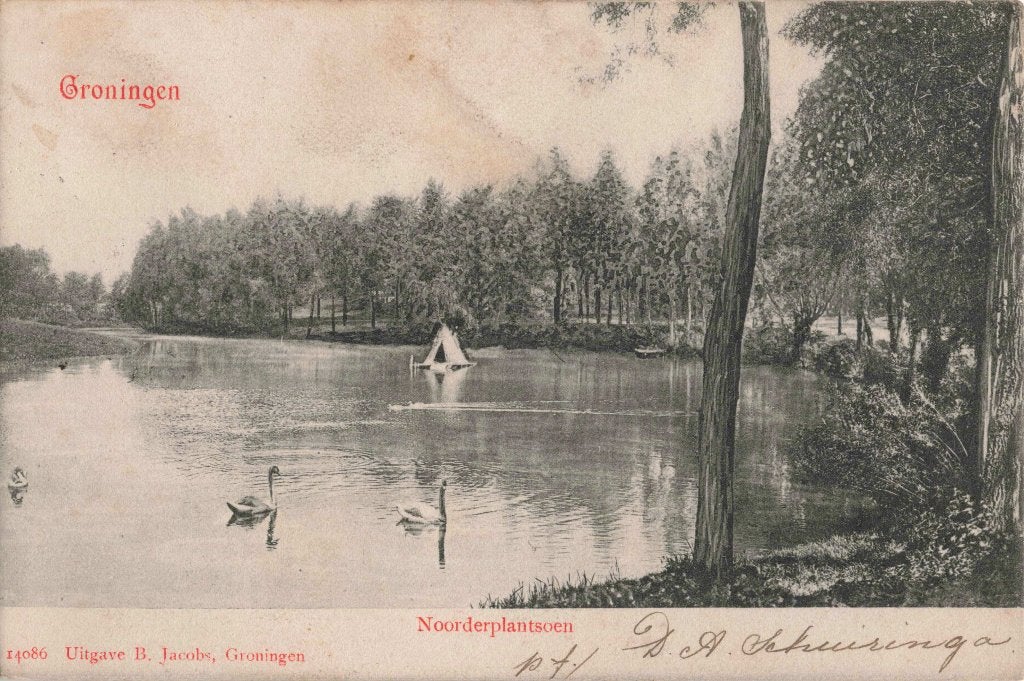 Groningen Noorderplantsoen kleinrondstempel D1230, Ophalen, Voor 1920, Gelopen, Groningen