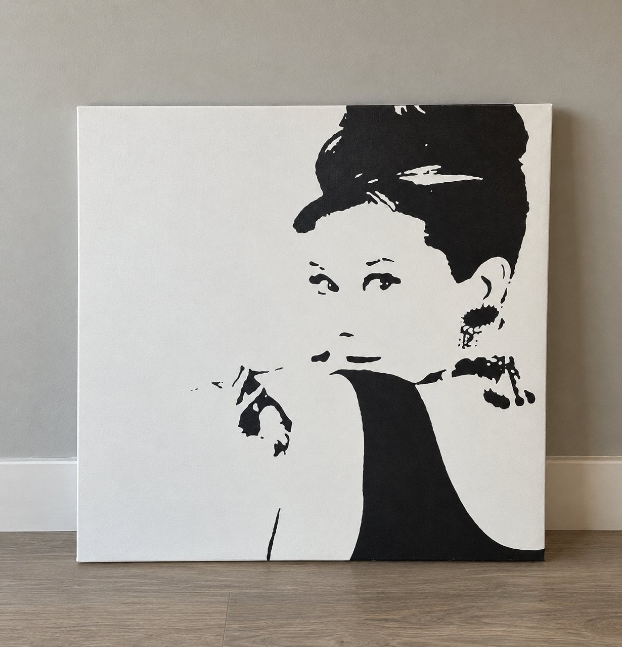 Audrey Hepburn Pop Art Schilderij 90x90, Ophalen, Acrylverf, Film, Op houten frame