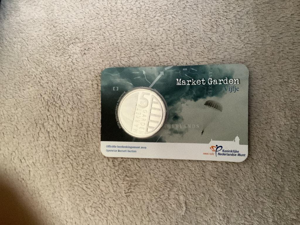Herdenkingsmunt 5 euro Market Garden gave coincard 2019., Ophalen, Koningin Beatrix, Euro's