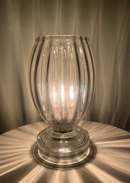 Dik glas tafellamp, Gebruikt, Ophalen of Verzenden, Overige kleuren, Glas