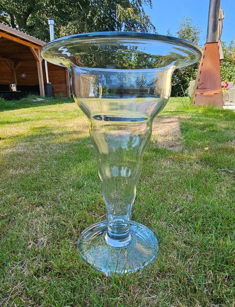 Grote glazen vaas van merk Krosno (Pools) hoog 45,5 cm, Ophalen, Gebruikt, Transparant, 45 cm