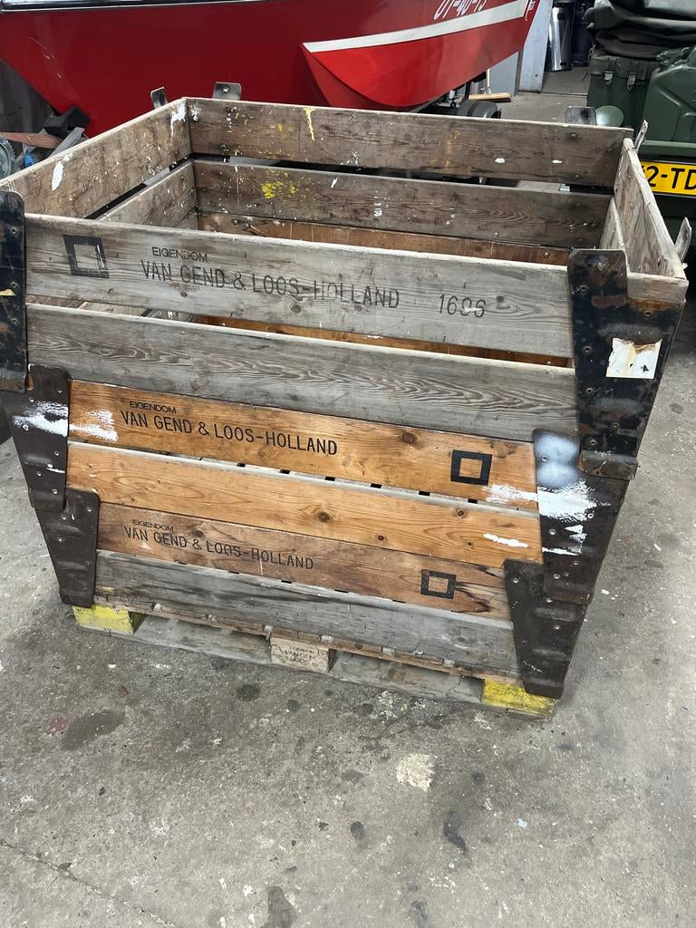 Vintage houten krat (opzet randen) van Van Gend & Loos, Doe-het-zelf en Verbouw, Kratten en Dozen, Ophalen, Gebruikt, 100 cm of meer
