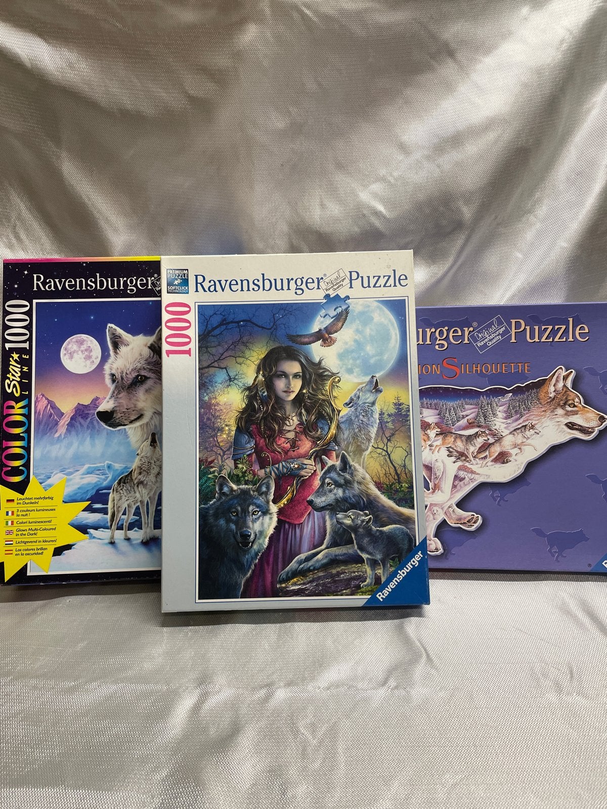 3 Ravensburger wolven puzzels 1000 stukjes, Ophalen, 500 t/m 1500 stukjes, Zo goed als nieuw, Legpuzzel