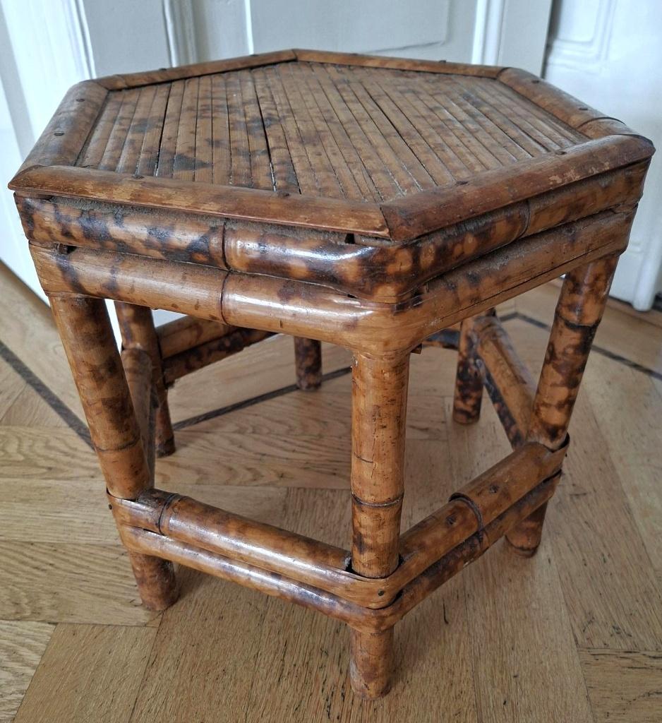 Vintage Chinese bamboe bijzettafel / plantentafel jaren 70, Ophalen of Verzenden