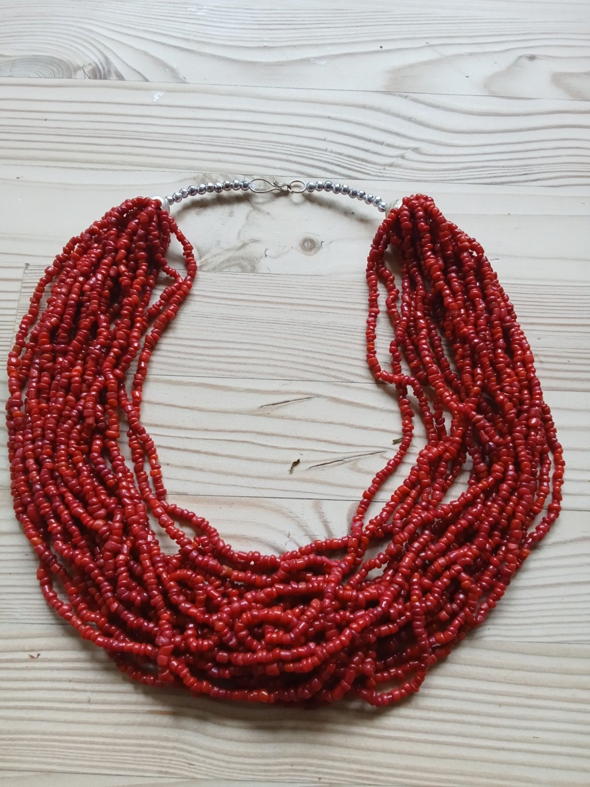 Prachtige koraalketting, handgemaakt, Sieraden, Tassen en Uiterlijk, Ophalen of Verzenden, Nieuw, Rood, Steen of Mineraal