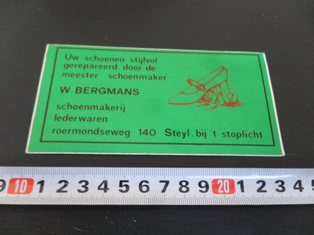 sticker Steyl W. BERGMANS Roemondseweg 140 schoenmakerij, Verzamelen, Ophalen, Zo goed als nieuw