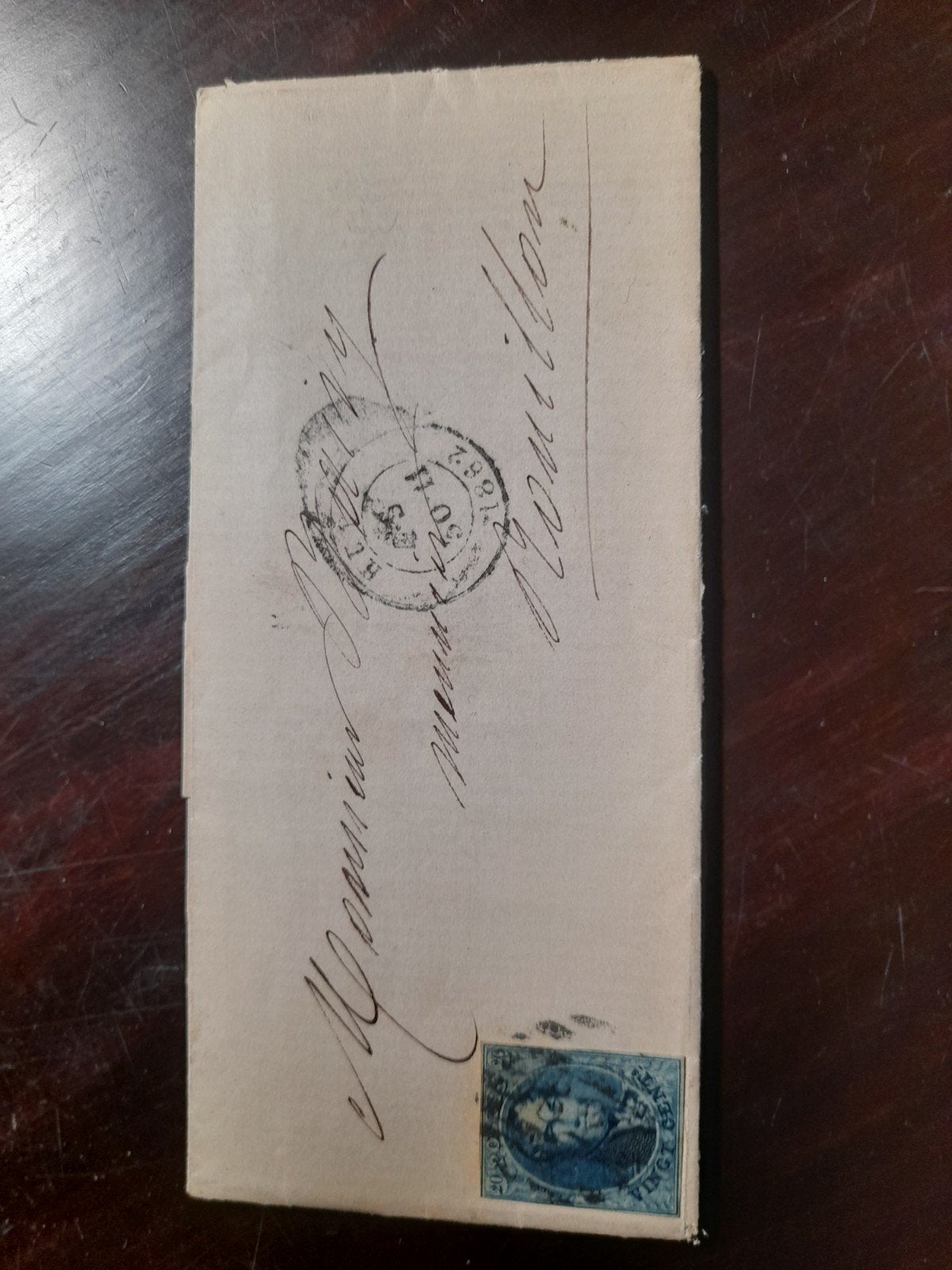 Oude vouw brief België 1862, Postzegels en Munten, Brieven en Enveloppen | België, Ophalen of Verzenden, Brief