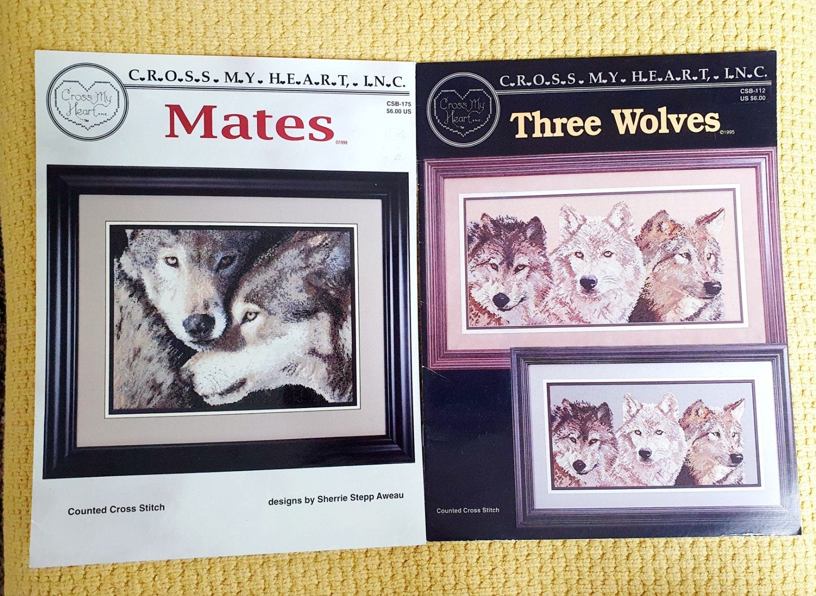 2 amerikaanse leaflets wolf borduren 1998 1995, Verzenden, Zo goed als nieuw, Handborduren, Patroon