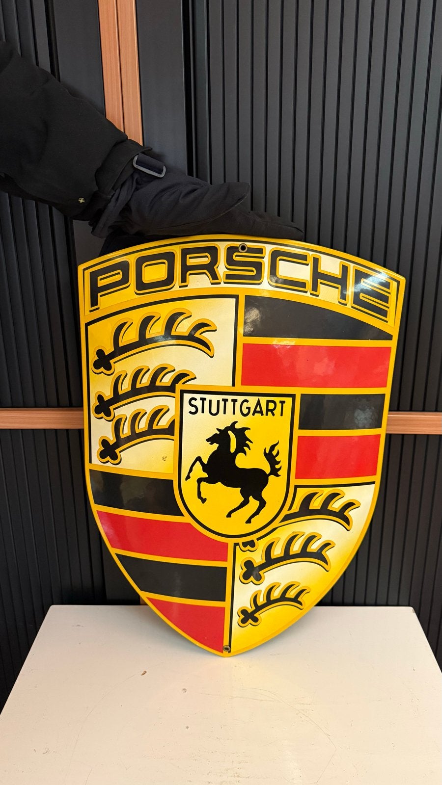 Groot Porsche Logo / Embleem - Wanddecoratie, Ophalen, Gebruikt, Auto's