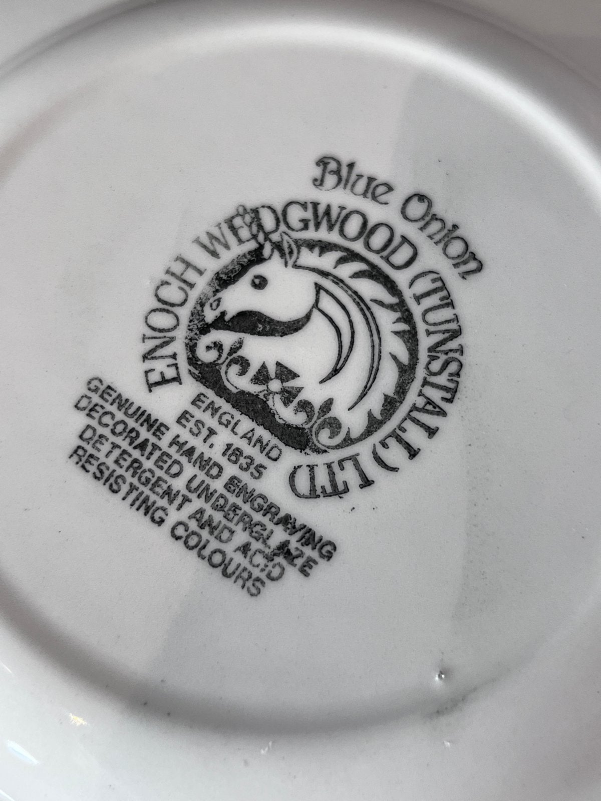 Gebakstel van 12 Wedgwood Blue Onion bordjes op onderschaal, Ophalen of Verzenden