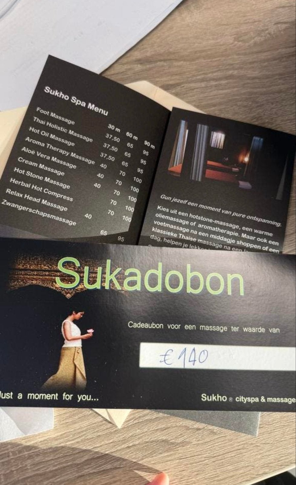 Massagebon, Eén persoon, Cadeaubon
