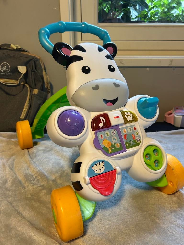 Fisher-Price Loop met mij looptrainer - zebra, Ophalen of Verzenden, Gebruikt, Duw- of Trekspeelgoed, Met geluid
