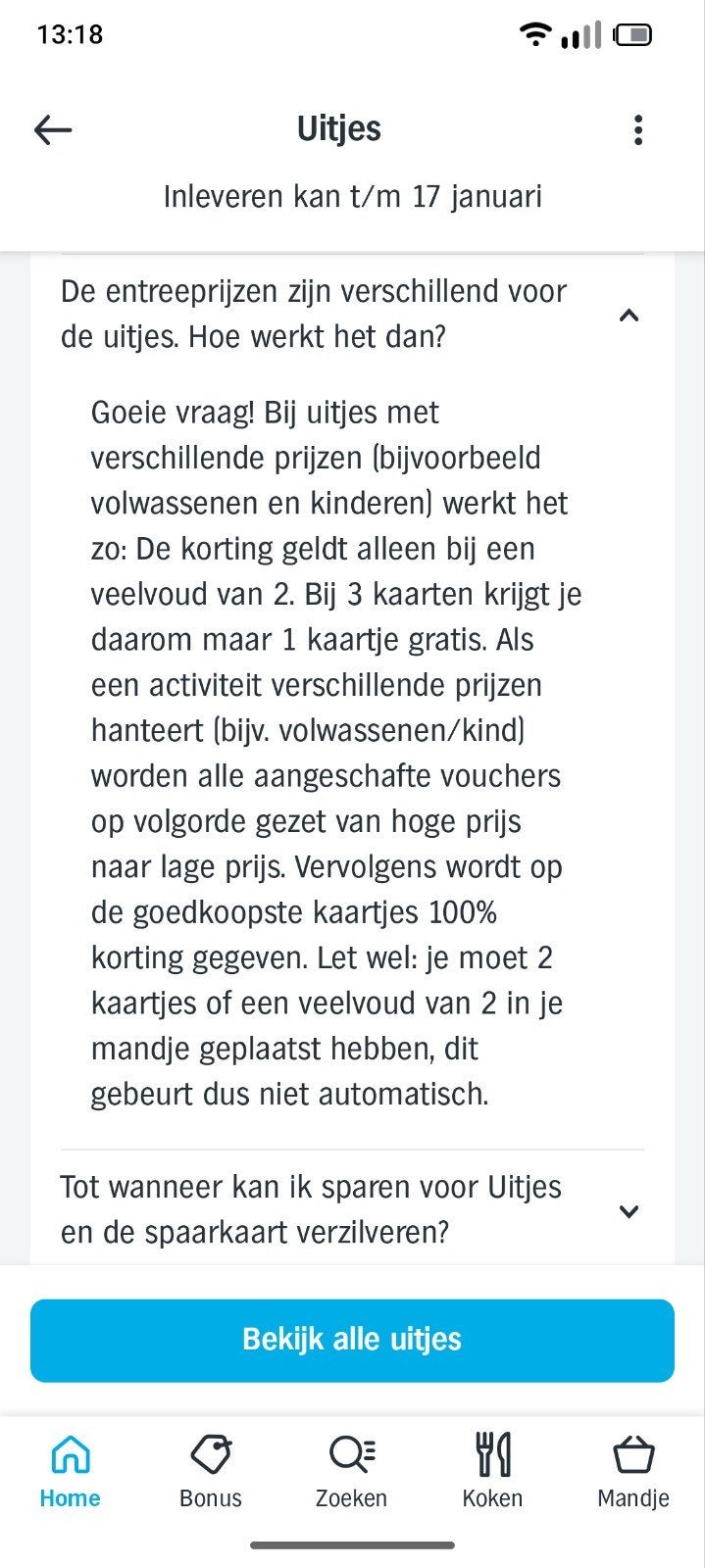 Aangeboden: 2e kaartje GRATIS uitjes zegels, Albert Heijn AH, Drie personen of meer, Kortingsbon
