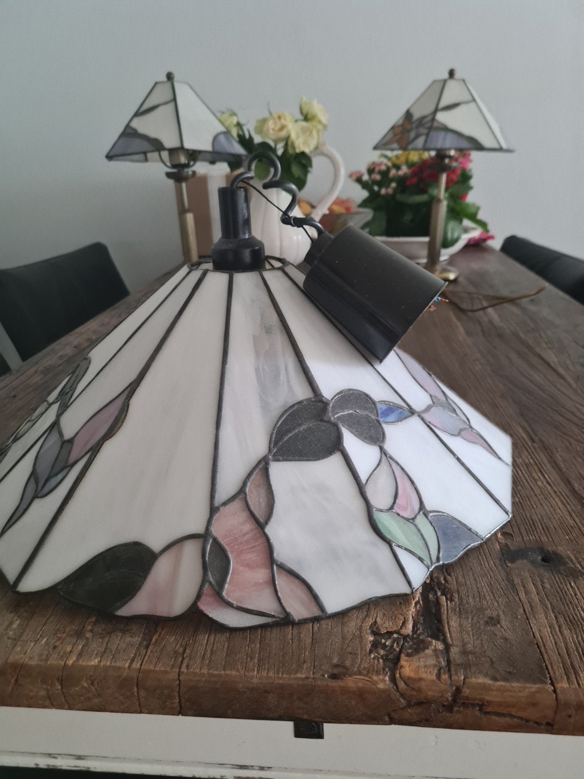 Tiffany stijl hanglamp en tafellampen set, Ophalen of Verzenden
