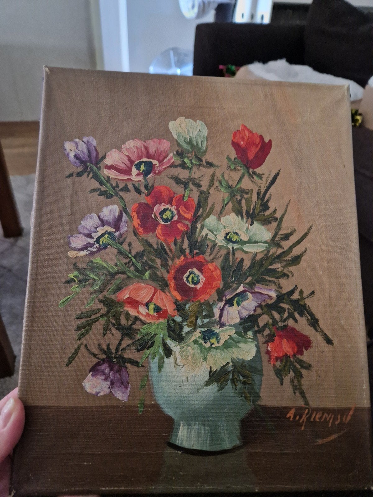 schilderij op doek bloemen, Antiek en Kunst, Ophalen of Verzenden