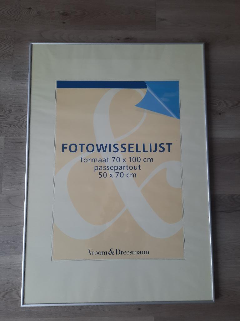 Wissellijst 70 x 100 cm mat aluminium, Ophalen, Metaal of Aluminium, Zo goed als nieuw, 75 cm of meer