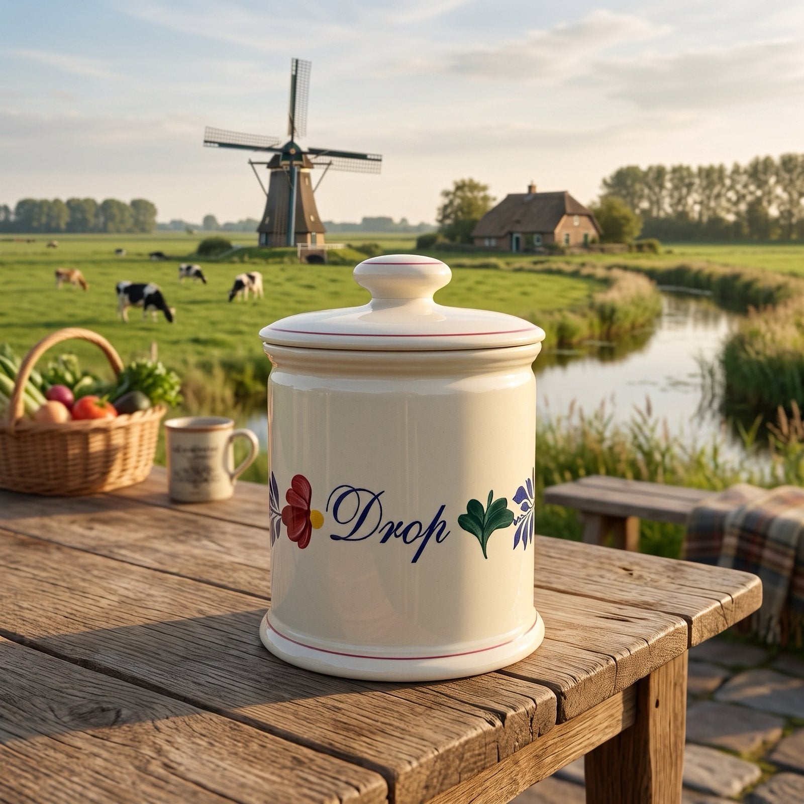 Vintage Boch Boerenbont Keramiek Snoeppot 'Drop', Overige merken, Div, Ophalen of Verzenden, Zo goed als nieuw