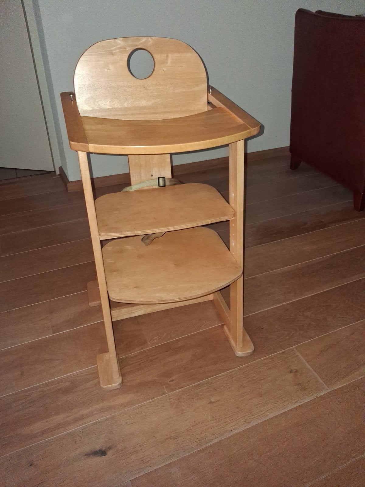 Houten meegroeistoel met afneembaar eetblad, Ophalen, Gebruikt, Meegroeistoel, Afneembaar eetblad