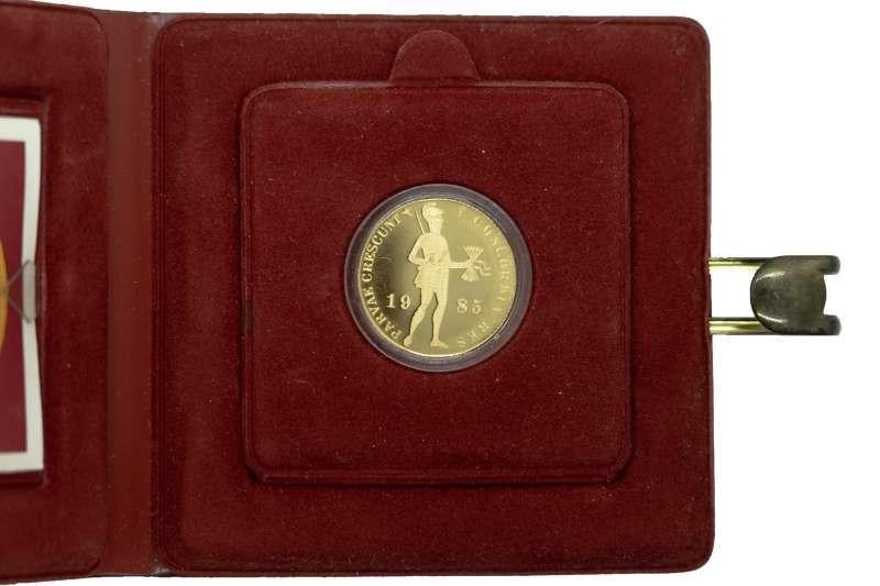 Nederland Gouden Dukaat 1985 in cassette, Ophalen of Verzenden, Goud