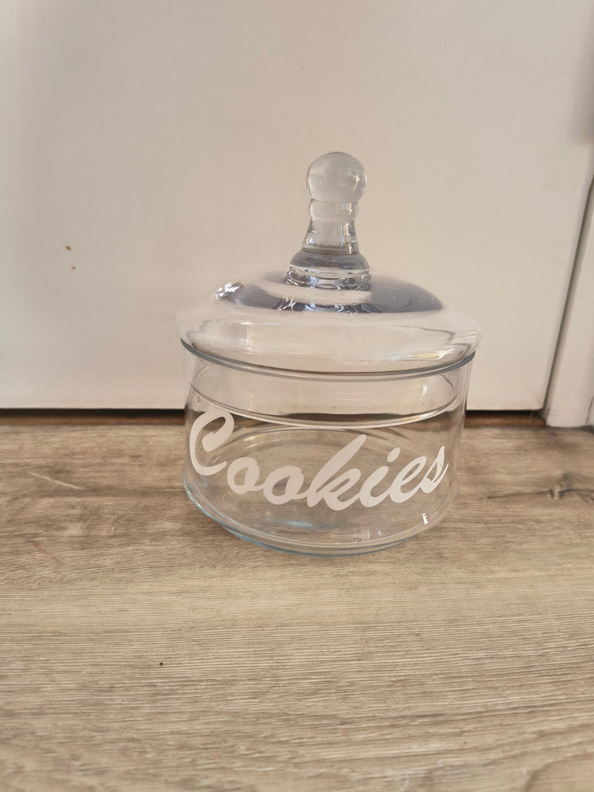 Prachtige ronde glazen koekjes pot met deksel, koekjespot., Onb, Ophalen of Verzenden, Onb, Glas