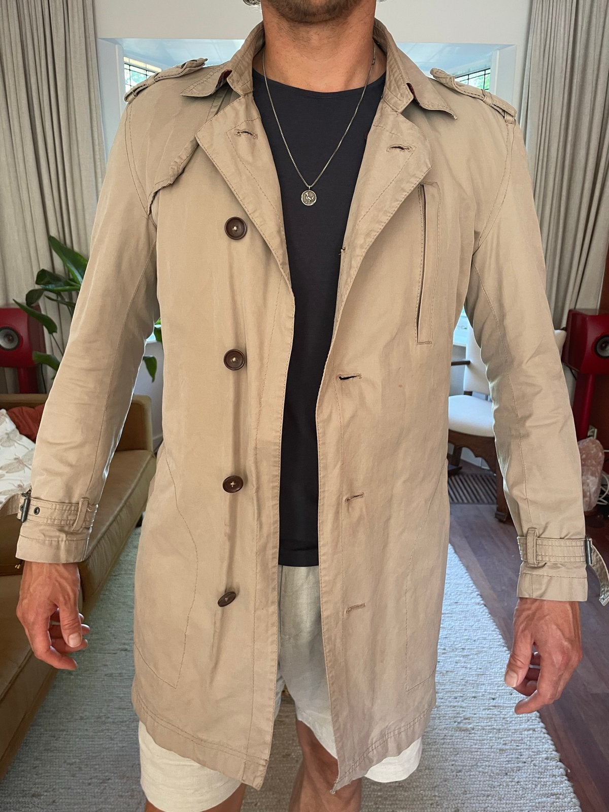 Matinique Trenchcoat - Beige - Maat L, Ophalen of Verzenden, Gedragen, Maat 52/54 (L), Beige