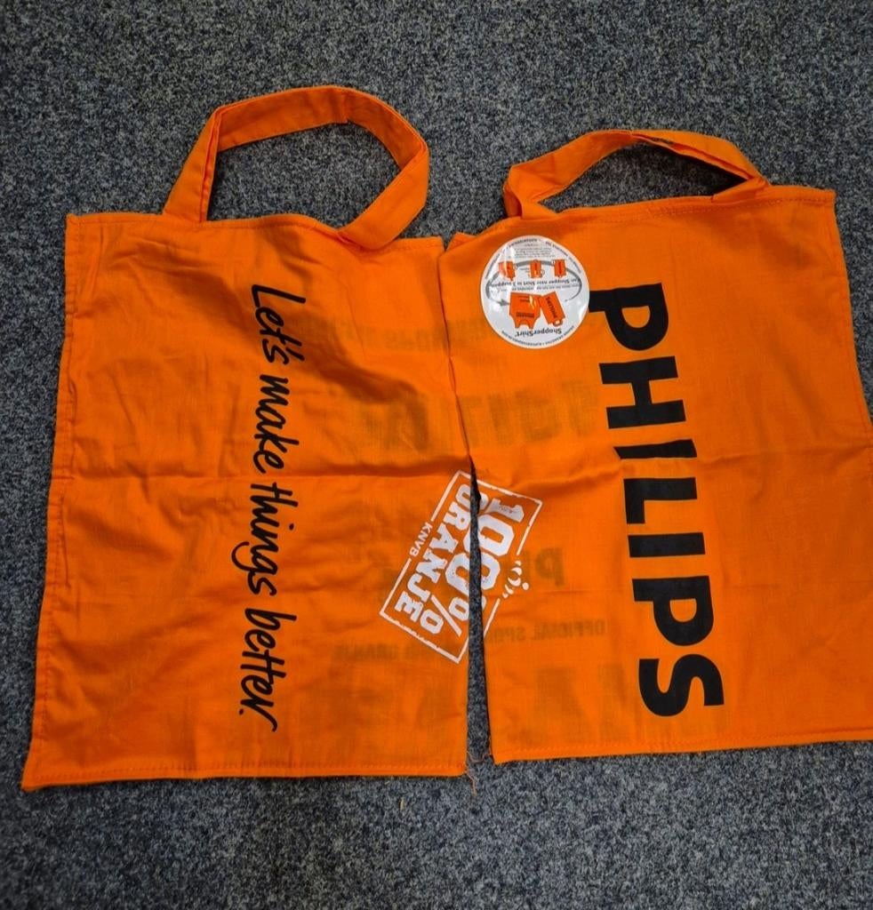 Oranje Philips/Let's make things better draagtassen, Ophalen of Verzenden, Nieuw, Gebruiksvoorwerp
