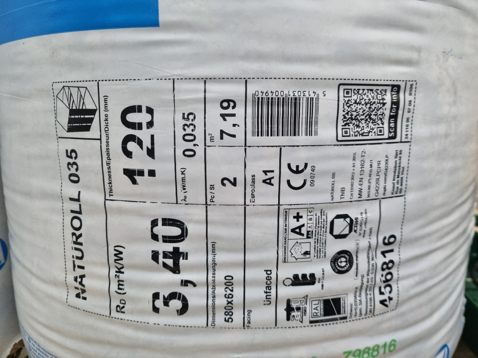 Knauf Naturoll 035 Glaswol isolatie - 2,5 rollen, Ophalen