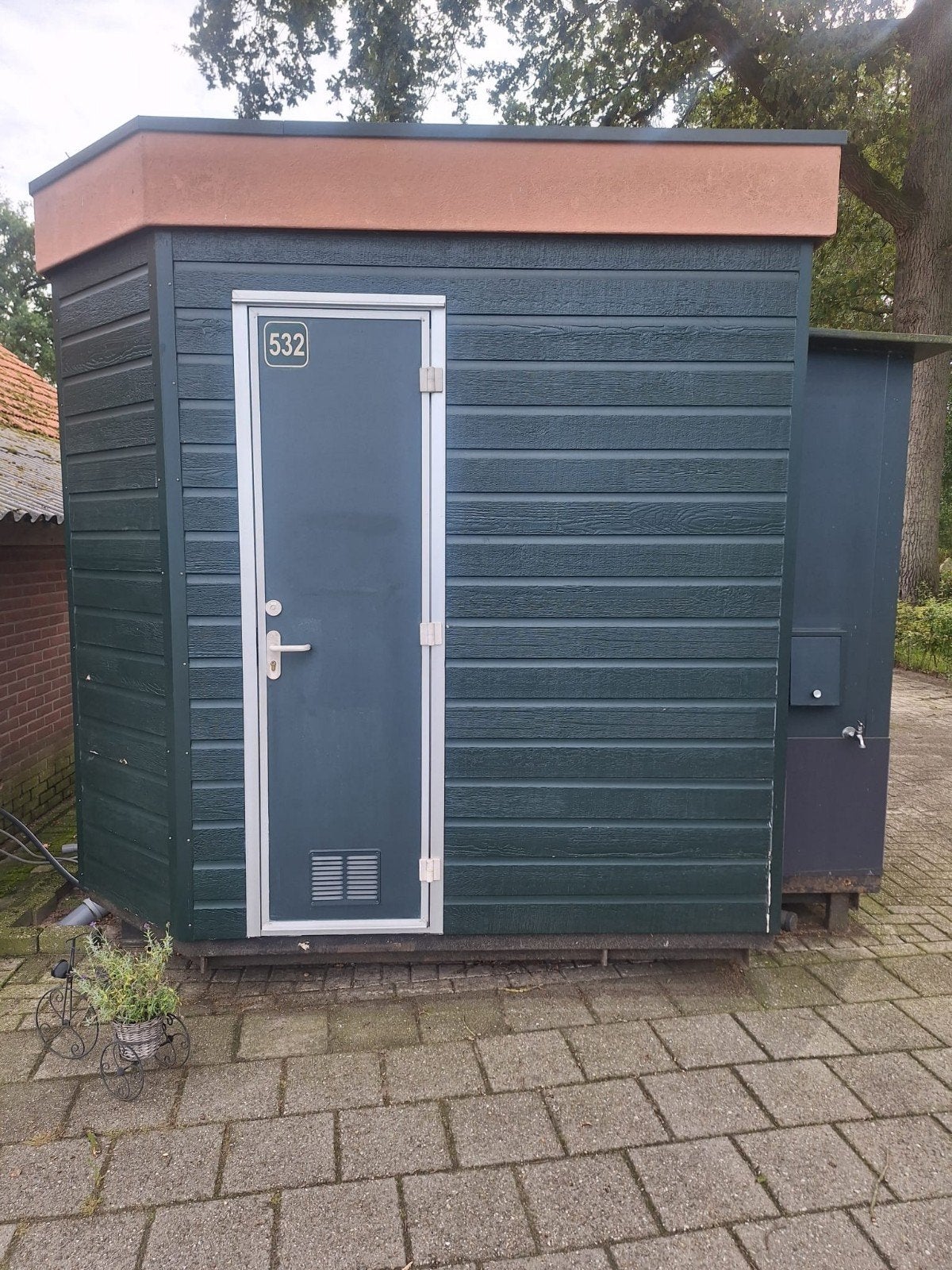 Sanitaire unit: 2 cabines met toilet, douche en wastafel, Ophalen, Gebruikt, Douche