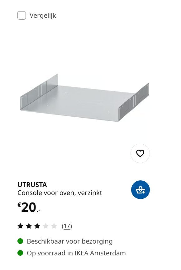 Ikea UTRUSTA Console voor oven, Ophalen, Nieuw, 50 tot 100 cm, Minder dan 100 cm